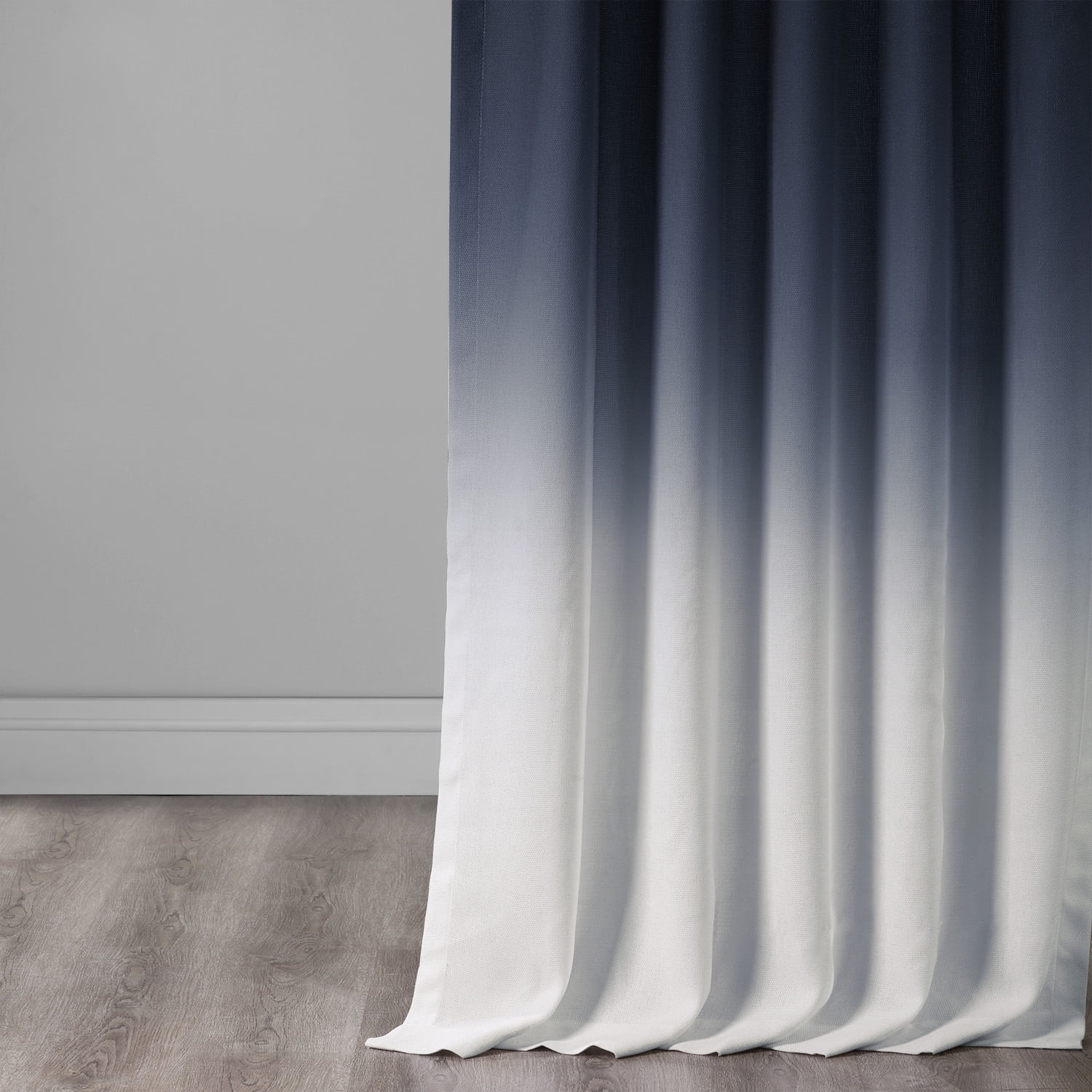 Ombre Blue Faux Linen Sheer Curtain (1 Panel), Ombre Blue, 50W X 84L