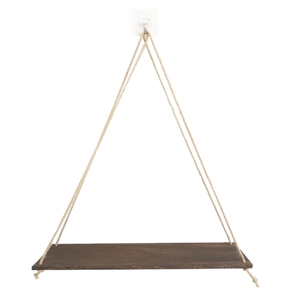 GUOOL Homyl Nordic Wall Mounted Shelves Plant Pot Hanging Rack with Rope Office L-Dark Wood