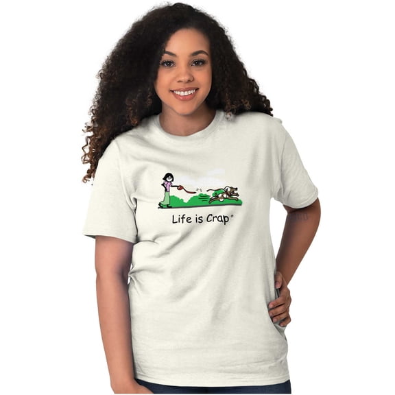 Runaway Dog Leash Snap Life Is Crap Womens Graphic T Shirt Tees Brisco Brands