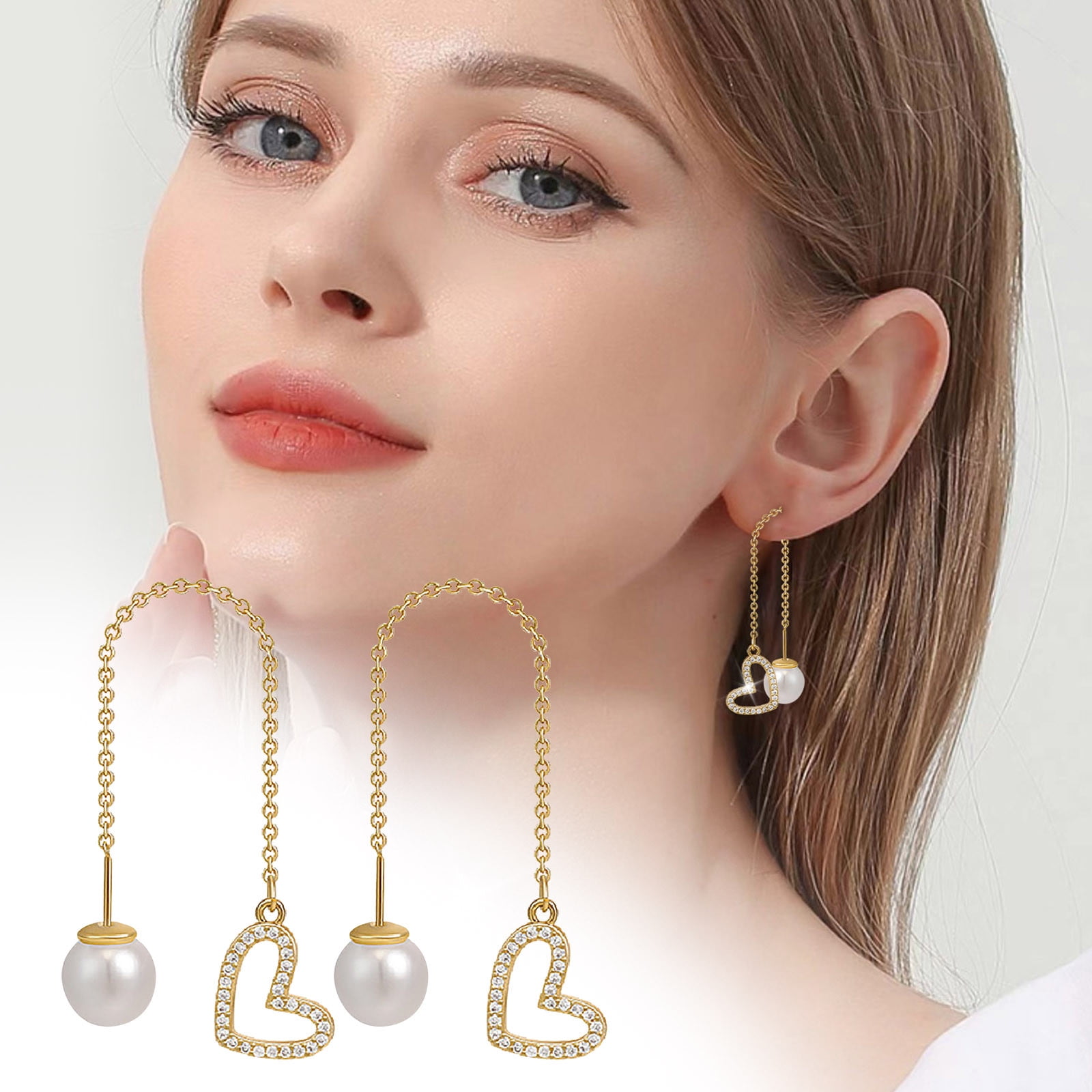 〖TOTO〗Earrings For Women Diamond Heart Pearl Earrings For Teen Girls