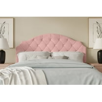 Home Design Evelina King Tufted Upholstered Headboard, Pink, Velvet with Diamond Button Tufting, Modern Bedroom Furniture