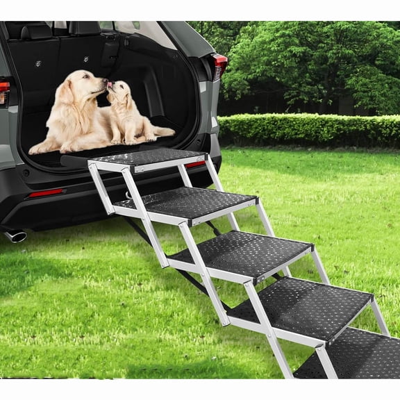 Dog Stairs with Nonslip Surface Portable Folding Ramp for Car, SUV and Trucks Foldable Ramp Stairs for Dogs