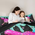 thumbnail image 4 of Erosebridal Mint Dripping Black Grid Pink & Cyan Baseball & Bat Graphic Full Size Comforter Sets 3 Pieces, Sport Graphic Bedding Sets for Girls Kids,Black Reversible,Luxury Bedroom Decor, 4 of 6