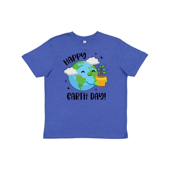Inktastic Happy Earth Day Cute Smiling Planet Earth with Tree Youth T-Shirt