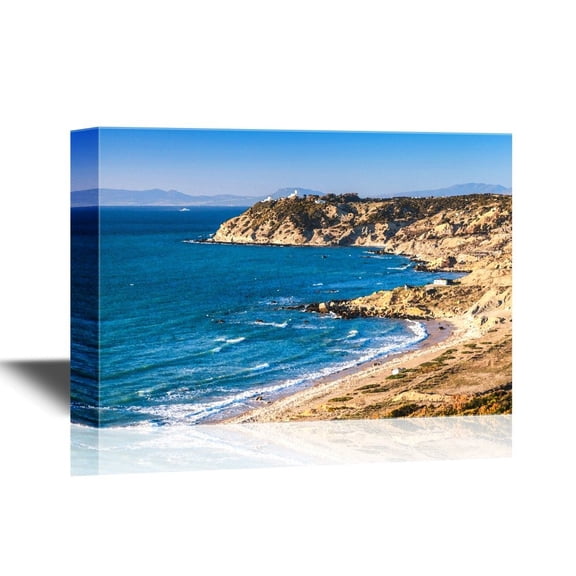 wall26 - Canvas Wall Art - Blue Sea with Beach - Gallery Wrap Modern Home Art | Ready to Hang - 24x36 inches