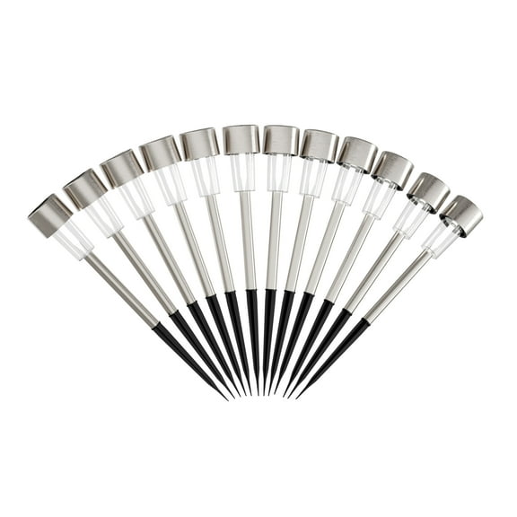 Pure Garden Stainless-Steel Outdoor LED Solar Lights 12-Pack (Silver)