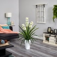 thumbnail image 3 of Nearly Natural Plastic 4.5' Green Cymbidium Orchid Artificial Plant in White Planter, 3 of 3