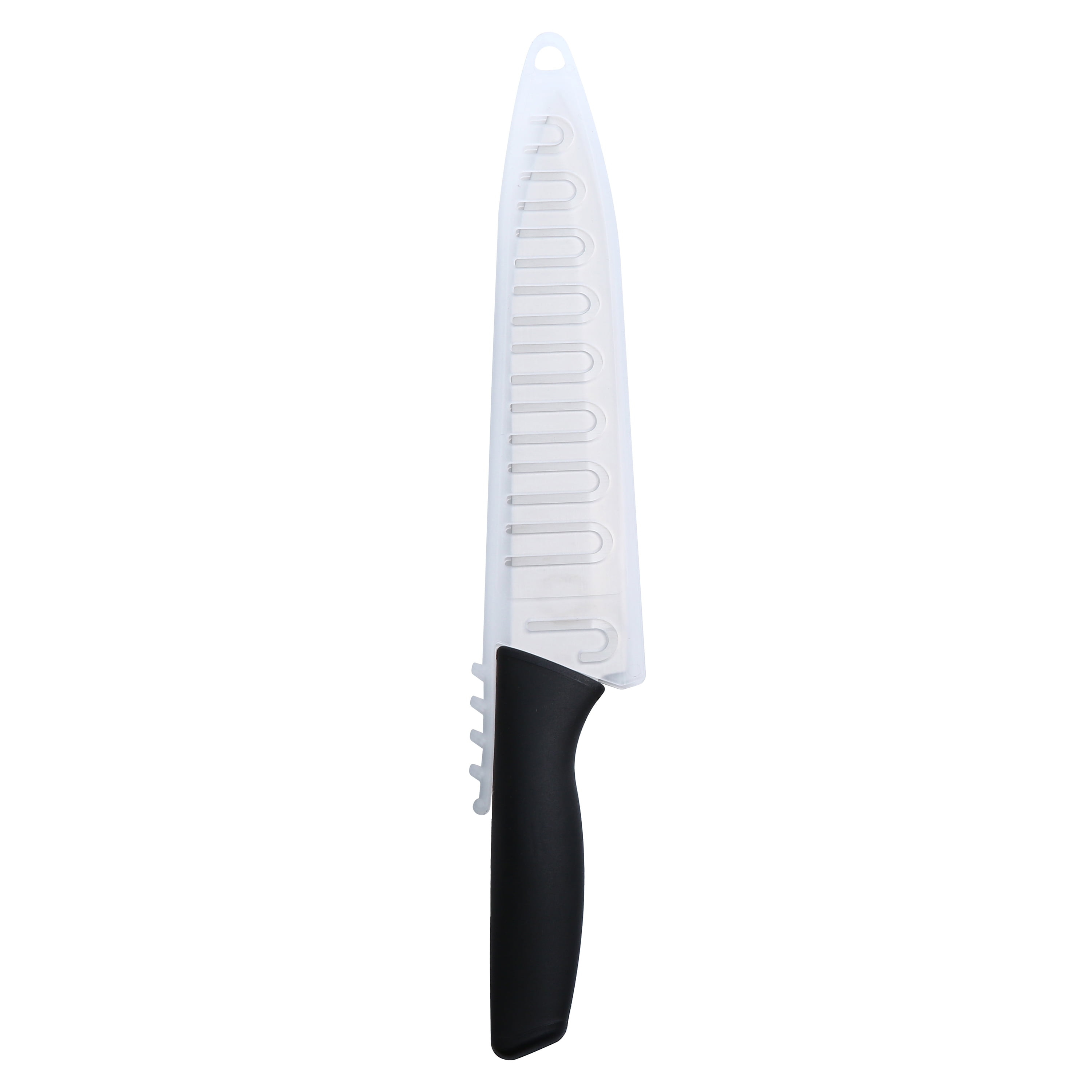 Mainstays 8 in Stainless Steel Chef Knife with Soft-Grip Handle, Black