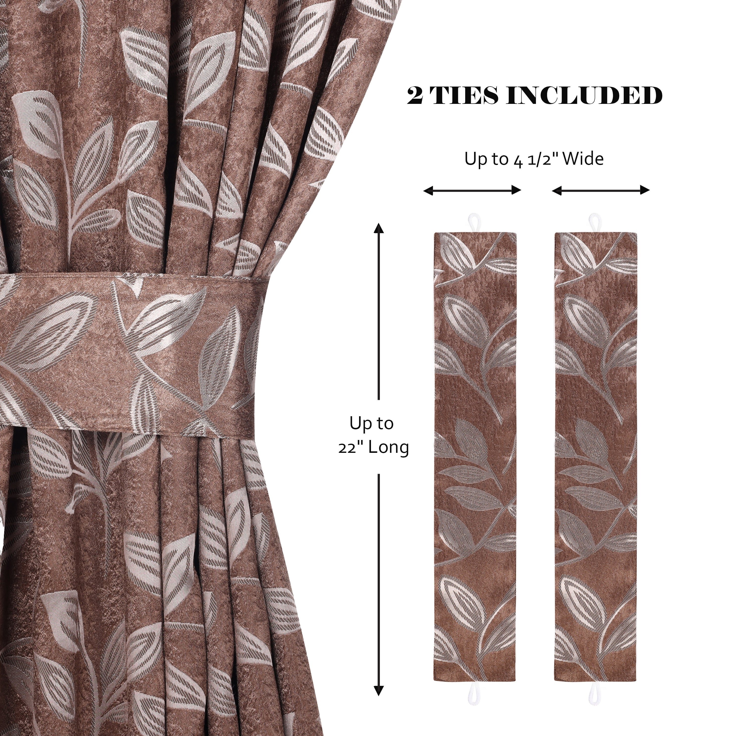 Superior Blackout Leaves Curtains Set of 2, Light Filtering Grommet Curtain Panel Set, Copper, 46"W x 96"L