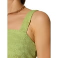 thumbnail image 5 of INSPIRE CHIC Women's Square Neck Wide Strap Sleeveless Crop Lettuce Trim Casual Floral Cami Top XS Avocado Green, 5 of 6