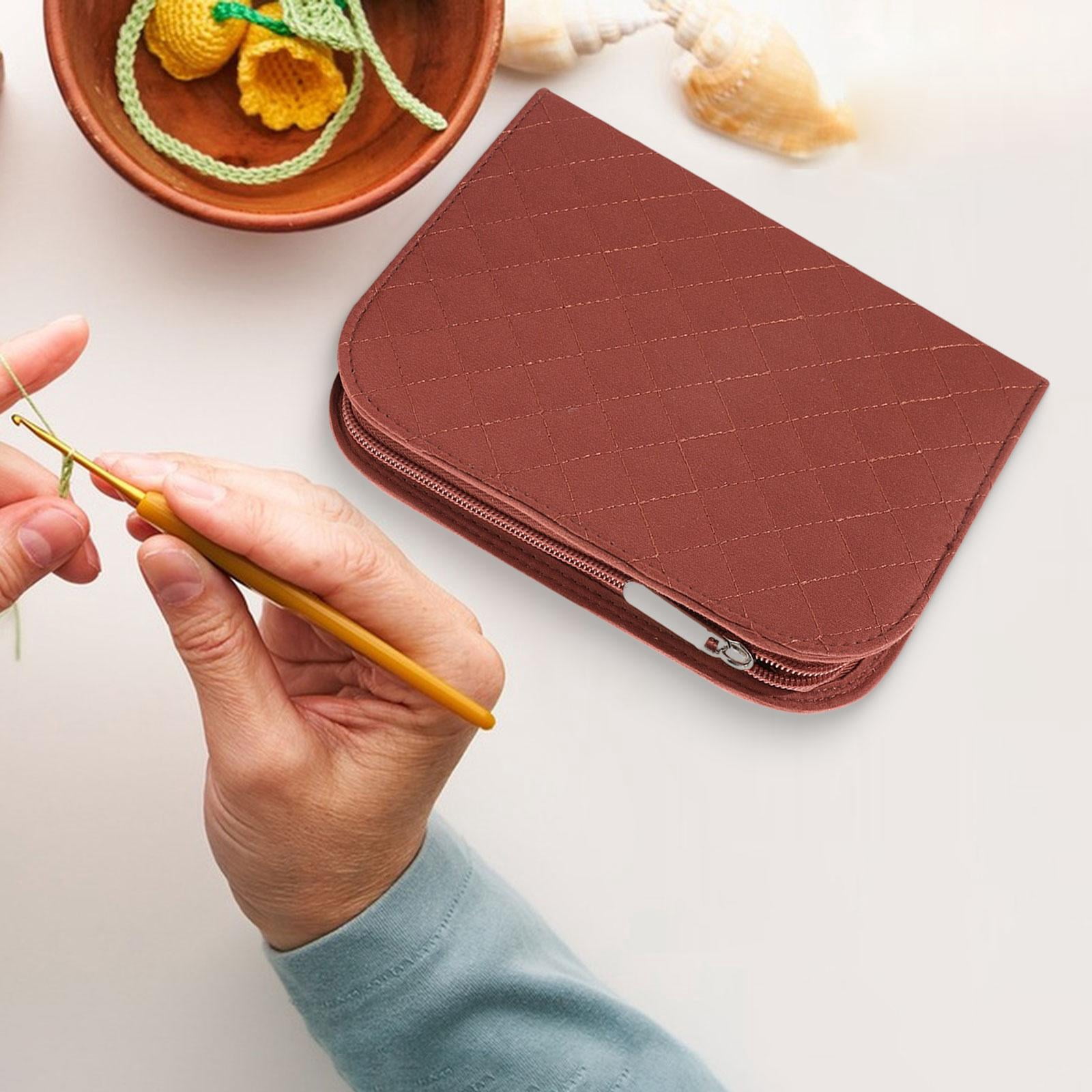 GUOOL Crochet Hook Case Organizer Case for Knitting Crochet Hooks Crochet Accessories Storage Case with Web Pockets Portable Lightweight Knitting Tool Pouch Polyester Material Suitable for Red