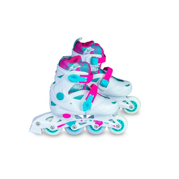 Combo patines Sweet Rocket con mochila y protecciones Junior blanco M ajustable de talla 22 a 24