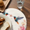 thumbnail image 3 of Pink Flower Round 13 Inch Placemats Set of 6, Spring Floral Butterflies Birds Elegant Farmhouse HeatResistant Non Slip Place Mats for Dining Table, Wipeable Kitchen Table Mats for Housewarming, 3 of 9