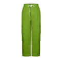 thumbnail image 7 of TEAJOPSUU Women's Cargo Pants Slim Fit High Waisted Drawstring Wide Leg Pants with Pockets Comfy Drawstring Elastic Trousers Streetwear Green, 7 of 7