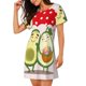 thumbnail image 2 of Easygdp Avocado Lovers Wearing Umbrella Camisón de manga corta para mujer, informal, estampado, 2 of 6