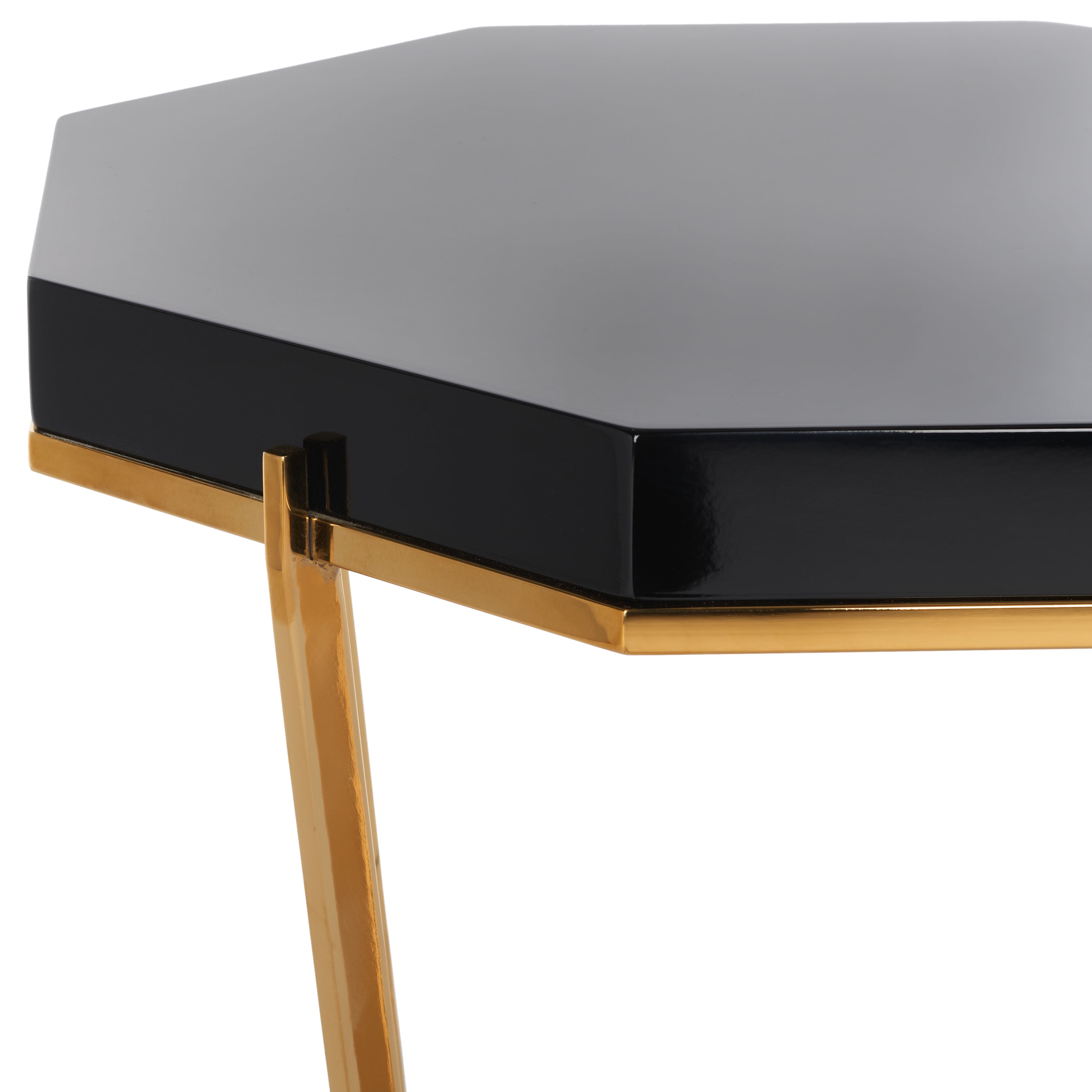 Safavieh Couture Danna Glam Stainless Steel Octagon End Table, Gold/Black
