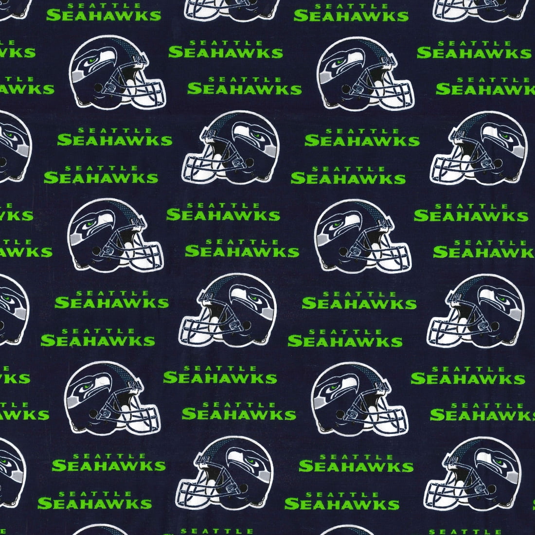 Seattle Seahawks 58" x 2 yd 100% Cotton Logo Baseball Sports Precut Sewing & Craft Fabric, Green and Blue