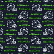 Seattle Seahawks 58" 100% Cotton Logo Sports Sewing & Craft Fabric 10 yd By the Bolt, Blue, White and Green