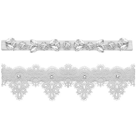 

2Pcs Bridal Lace Garters Rhinestones Garters Wedding Garters Thigh Ring Leg Accessories