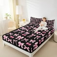 thumbnail image 4 of Castle Fairy Girls Kawaii Bow 4-Piece Full Size Sheets,Dreamy Princess Bed Sheets,Black Pink Lightweight Sheet Sets,Lightweight Room Decor, 4 of 7