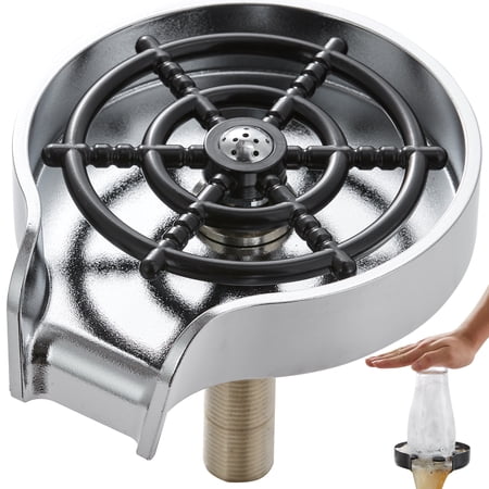 BENTISM Glass Rinser 10 Powerful Spraying Jets 360° Rotating Cup Washer Cleaner for Sink Wearproof ABS Kitchen Faucet Attachment with Rudder-Shaped Holder for All Kinds of Bottles