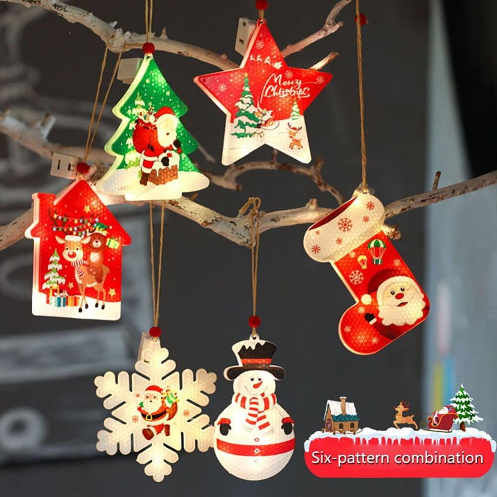 Details about   Christmas Wooden Ornament Creative Led Light Tree Hanging Pendant Decoration 