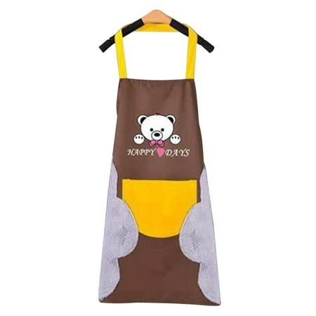 

WELPET Home Kitchen Women s Waterproof Kitchen Apron Halter Towel Coffee color