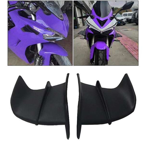 Par De Alerones Laterales Para Moto – Fibra De Carbono Brillante, ABS, Universales, Fáciles De Instalar Con Cinta Adhesiva