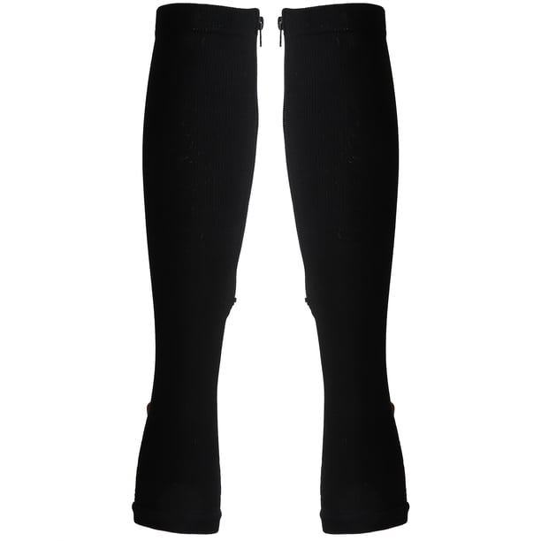 2 calcetines de compresión elásticos deportivos con cremallera para adelgazar la pantorrilla (calcetines con cremallera (base de cobre negro) L/XL)