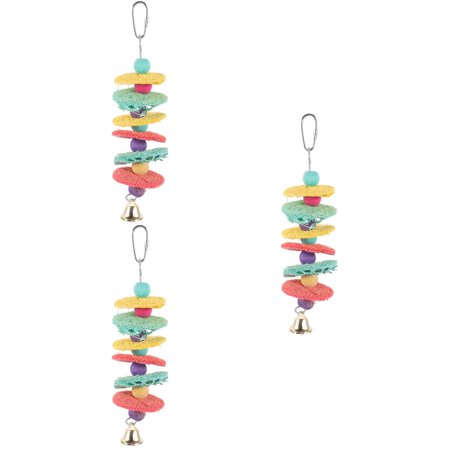 FRCOLOR 3pcs Parrot Toy Hanging Bird Toy Parrot Loofah Toy Parrot Cage Bite Toy Parrot Cage Decoration