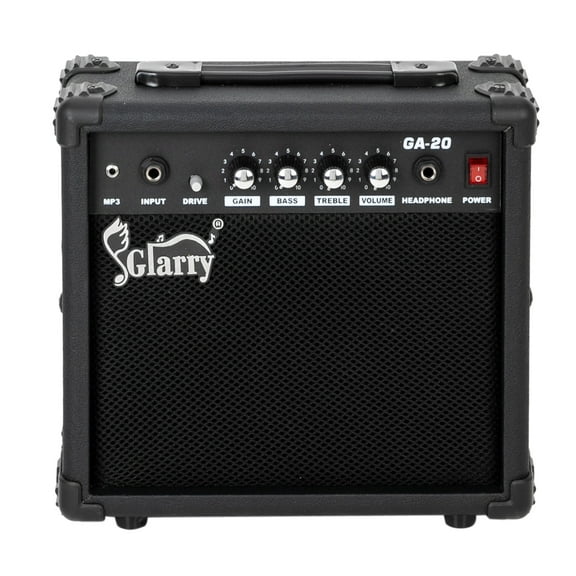 Guitar Amplifier Controls - Lighted Power Switch, 1/4" Headphone Jack - Portable, Black - Ideal for Beginners
