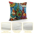 thumbnail image 4 of Patifu Turquoise Cat Pillows Cute Kitties Pillowcase Abstract Cat Sofa Cushion Cat Face on Pillow Teal Kitty Sofa Accent Pillows Cat Lover Gift Hand Embroidered Cushions | Wool Size  18x18in, 4 of 5