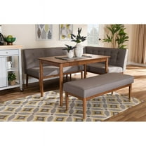 Baxton Studio Arvid Mid-Century Modern Gray Fabric Upholstered 4-Piece Wood Dining Nook Set