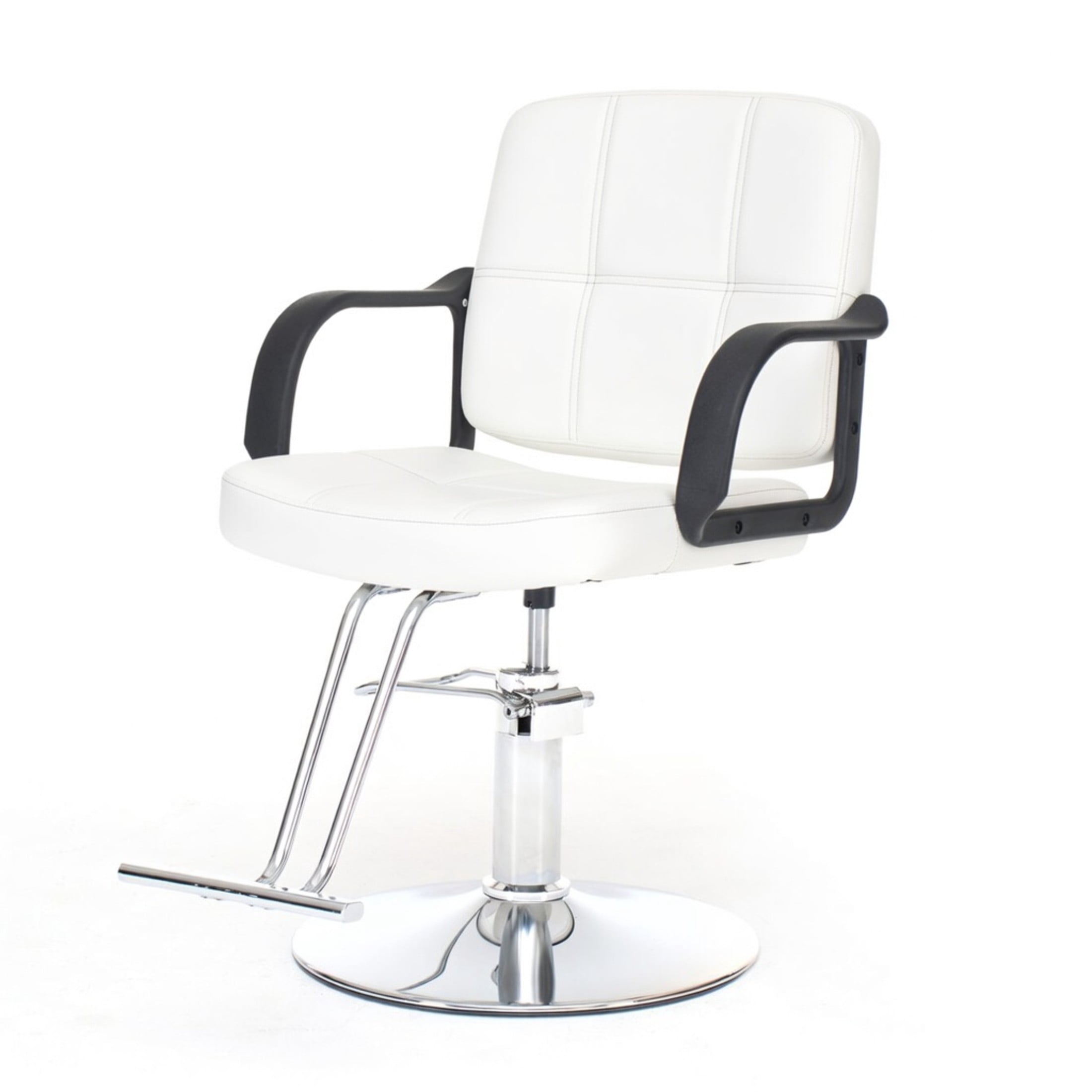 Noble House 360° Swivel Barber Chair, Hydraulic Height Adjustable, PU Upholstery, White + Chrome