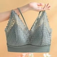 thumbnail image 3 of Mrat Womens Sports Bra No Underwire Bras Women Training Bra Style M-553 Big & Tall Size Padded Bralette Female V-Neck Hook and Eye Bra Closure Lace Bralette Green XXL, 3 of 3