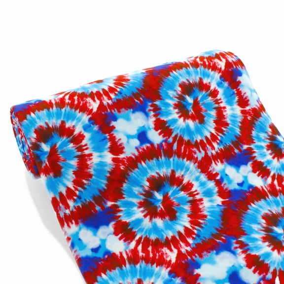 RWB Tie-Dye Swirl DBP Fabric- Double Brushed Polyester 4 Way Stretch - 1 yard