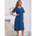 thumbnail image 3 of FEREMO Women Nightgowns V Neck Short Sleeve Soft Sleepwear Print Night Dress, 3 Pack, 3 of 5