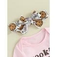 thumbnail image 5 of Liacowi 3PCS Baby Girl Fall Outfits Set Long Sleeve Letter Print Romper Tops+ Cookies Flare Pants + Headband Set 3 6 12 18 Months Infant Christmas Clothes, 5 of 8