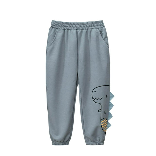 Odeerbi 0-9 Años Niños Dinosaurio Pantalones de Algodón Verano Impreso Cintura Elástica Pantalones Largos