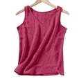 thumbnail image 3 of Women Linen Blend Side Slit Tank Top Fitted Sleeveless Casual Summer Camisole,Hot Pink,S, 3 of 6