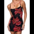 thumbnail image 1 of Vestido Bohemio Floral para Mujer, Sin Mangas, Ajustado, con Tirantes Finos, Corto, con Vuelo, Ropa de Club Y2K Impresión en Negro S, 1 of 9