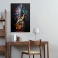 thumbnail image 3 of HFDF Banksy Graffiti Colorful Guitar Canvas Wall Art Cool Pop Music Rock Punk Decor Poster For Livg Room Bedroom Home Office Artwork Gift Ready To Hang 8x10inch Framed, 3 of 6