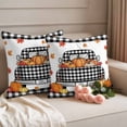 thumbnail image 2 of Fall Truck Outdoor Waterproof Pillow Covers, Plaid Black Orange Pumpkin Thanksgiving Decorative Square Throw Pillowcase Sofa Cushion Sham for Patio/Couch/Chair, 26"x26" 2 Pack, 2 of 8