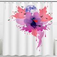 thumbnail image 1 of Vibrant Abstract Halloween Shower Curtain - Witch, Moon & Bats Design, 1 of 4