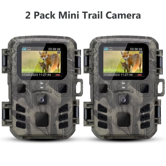 SuntekCam Trail Camera 2 Pack 24MP 1080P Mini Game Camera HD Resolution with 32GB Micro SD Card Hunting Camera Low Glow Night Vision Motion Activated Waterproof for Outdoor Scouting Wildlife Monitor