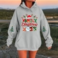 thumbnail image 2 of NinXxx Women's Letter Print Hooded Sweatshirt Long Sleeve Pullover Top Grey XL, 2 of 4