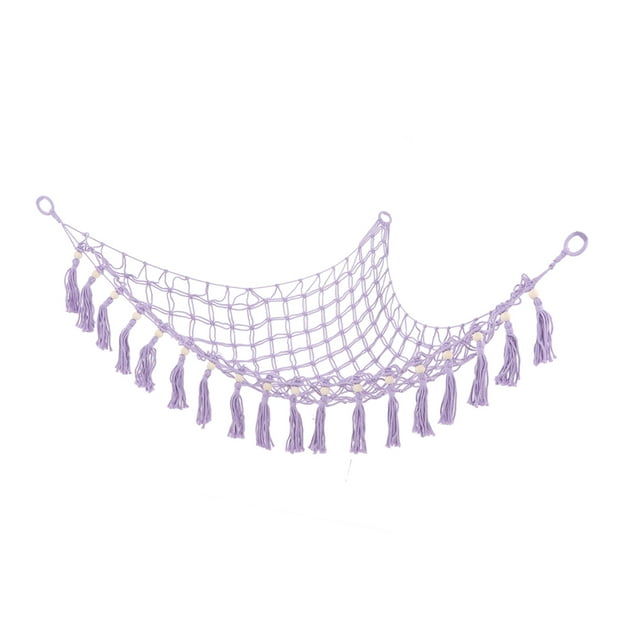 Filet de Rangement pour Toutous, Hamac de Rangement pour Jouets Durable et Gain de Place en Corde de Coton pour Chambre Violet Pâle