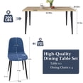thumbnail image 3 of GZXS 5 Piece Dining Table Set for 4, Modern Industrial Kitchen Set W/ 63" Rectangle MDF Dining Table and 4 Blue Upholstered Chairs, Sturdy Iron Legs, for Living/Dining Room, Restaurant, Home Office, 3 of 9