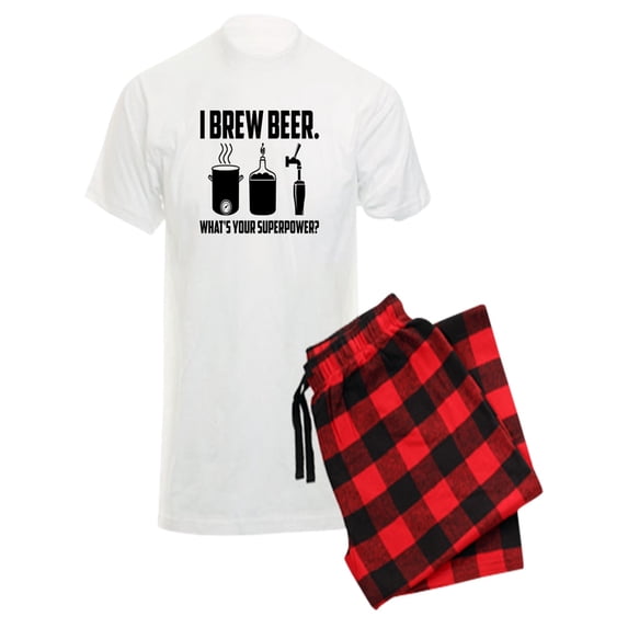 CafePress - I Brew Beer. What's Your Superpower? Pajamas - Men's Light Pajamas