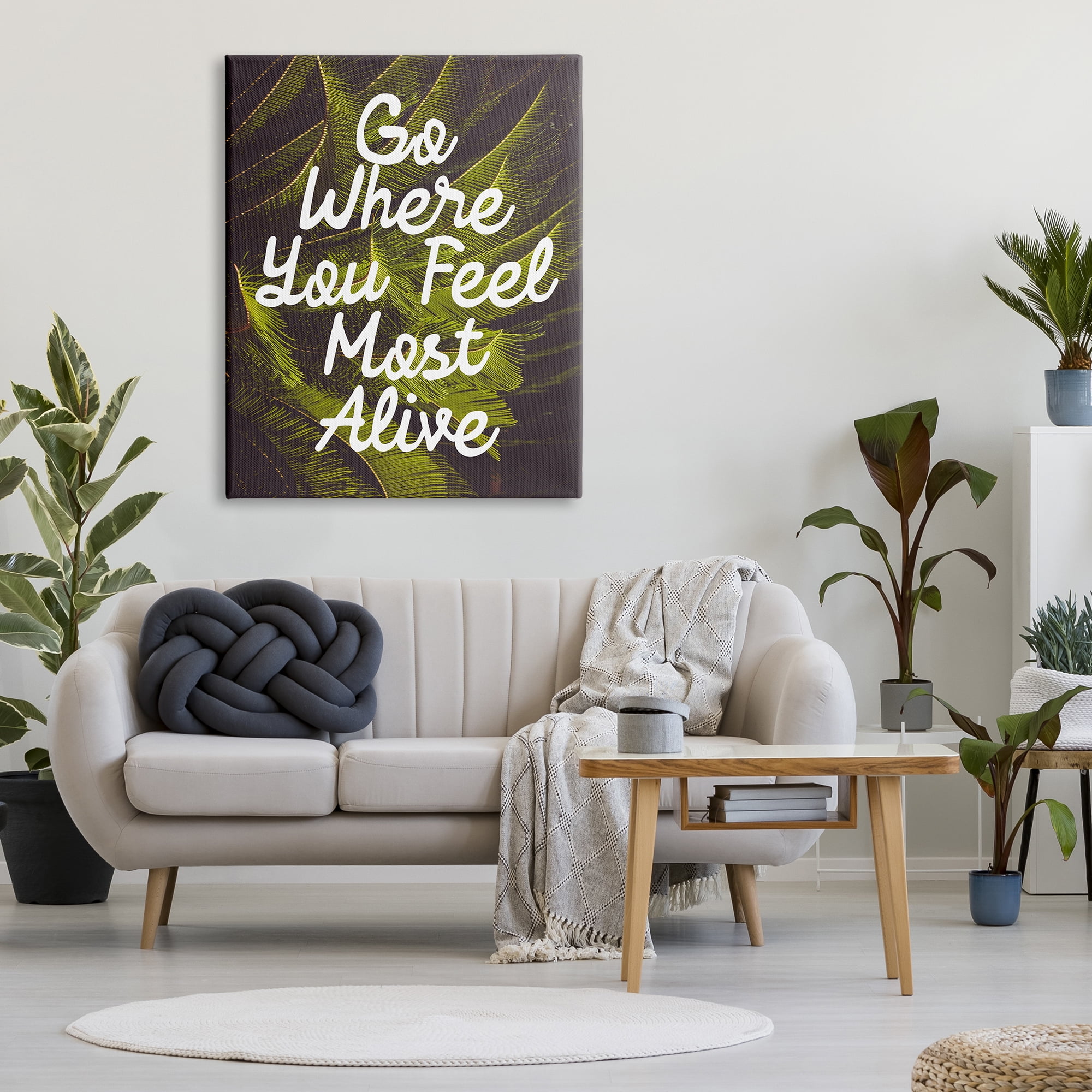 Stupell Industries Encouraging Life Calligraphy Quote Botanical Plant Leaf Graphic Art Gallery Wrapped Canvas Print Wall Art, Design by Daphne Polselli